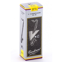 DANSR INC CR6225 Reed, Bass Clarinet, Vandoren, V12, 2.5 (5 Pack)